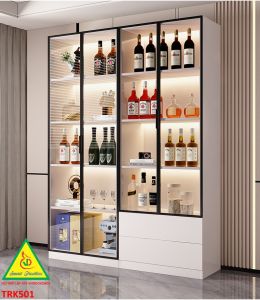 Tủ Rượu Trang Trí Phòng Khách Bằng Gỗ MDF Cánh Kính – Sang Trọng - Hiện Đại TRK501 - NỘI THẤT LẮP RÁP VIENDONGADV