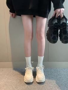 [Free Shipping] Thick-Soled WomenS Spring And Autumn Shoes For Petite Women Height-Increasing 2025 New Silver Versatile Casual Sneakers
