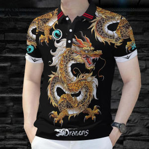 Sang Trọng in hình rồng Polo Áo Sơ Mi Cho Mens Slim Áo Thun Có Cổ vừa vặn nam mùa hè Của tay ngắn áo thời trang Người Đàn Ông Của Casual Polo Áo Sơ Mi