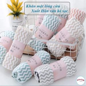 TKVT2KL08 - Set 5 Khăn Mặt Lông Cừu Xuất Hàn Vân Kẻ Sọc - GIAO MÀU NGẪU NHIÊN