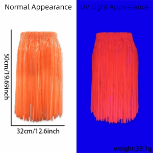 MAJESTICX 50cm Fluorescent Tinsel Skirts Lightweight Eye-catching Design Party Decor Dresses Durable Dance Performance Half-Skirts Adult Kids