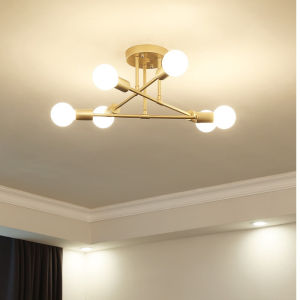 Modern Minimalist Style chandelier Minimalist Personality Ceiling light Metall Chandelier Ceiling light Semi-embedded Gold Interior Modern 6 Light Chandelier Ceiling light for living room bedroom dining room modern indoor corridor aisle chandelier light