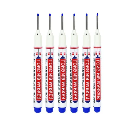 6Pcs/Set 20m Deep Hole Long Nib Head Markers For Metal Perforating Pen Waterproof Bathroom Woodworking Decoration Multi-Purpose