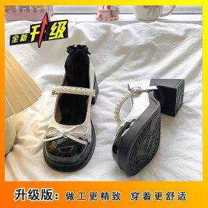 [Free Shipping] Thick-Soled Chunky-Heeled High-Heeled Shoes Silver Color WomenS 2026 Autumn New Collection Retro Style Suitable For Pairing With Dresses Small Leather Shoes