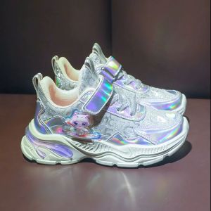 Giày thể thao bé gái ánh bạc gắn kim tuyến in Hoạt Hình Giày học sinh đi học Mẫu mới Giày cho bé gái GG138