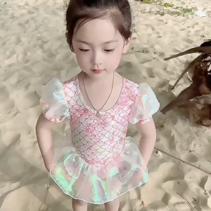 kyiibaby Girls swim suit Summer wear western style Nvbao one-piece swimsuit hot spring little kybb051