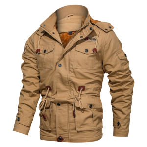 Jeep Tinh Thần 2023 Nam Mùa Đông Giản Dị ấm dày Lông Cừu Áo Khoác Bomber Mens Quân Bông Áo Khoác Người Đàn Ông Mới Vận Chuyển Hàng Hóa Áo khoác có mũ Áo Gió Áo