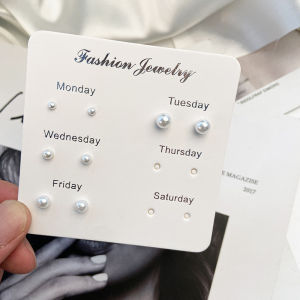 12 Pairs/Set White Simulated Pearl Earrings Set Women Jewelry on Ear Temperament Female Earrings