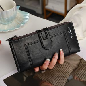 NEXTYOO Double Zipper Long Wallet Large Capacity Multi-card Slots Card Holder Vintage Waterproof ID Bag for Bank Cards ID Cards Other Documents