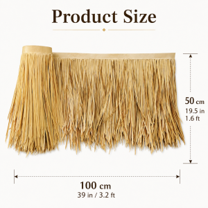 Artificial Thatch Decor Roll 100x50cm Tiki Hut Roof Palm Straw Fence Garden Patio DIY Decoration
