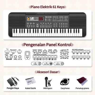 Benston Music- Keyboard Elektronik Anak 61 keyboard Dirancang Khusus Untuk Pemula. Keyboard Elektronik Pendidikan Anak Dengan Mikrofon Internal Keyboard Elektronik Untuk Anak Usia 3-15 Tahun
