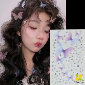 CLM DIY สติกเกอร์คริสตัล เพชรติดหน้า ผีเสื้อติดหน้า รูปผีเสื้อ 3D Butterfly Sticker