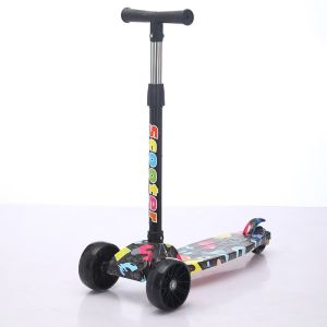 Foldable Kids Scooter with Flash Wheels Adjustable Height Skuter For Boy and Girls Outdoor Sport