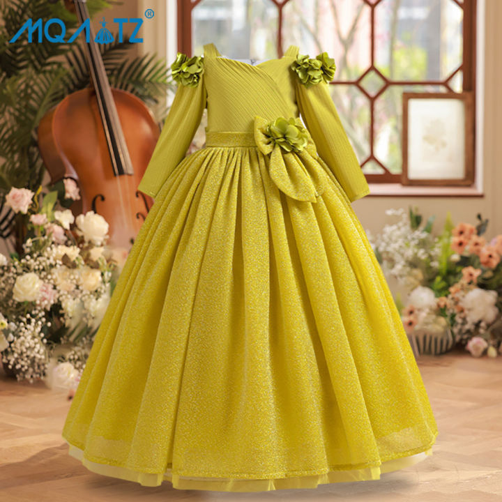 MQATZ Vintage Elegant Teen Girl Dress Birthday Party Long Gown Princess  Pageant Long Sleeves Dress Flower Kids Clothes For Wedding ALP-0022  Lazada