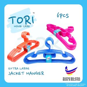 TORI HOME Jacket Hanger 6pcs | Extra Large & Thick | Heavy Duty | Clothes Hanger | Penyangkut Baju