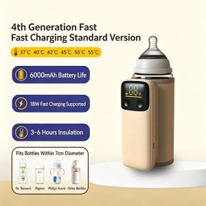 【SG Stock】Portable Baby Milk Bottle Warmer 6000mAh | USB-C Rechargeable | 6 Temp Control | Travel & Outdoor Use