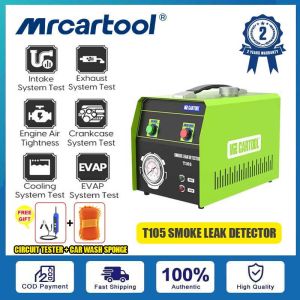 MRCARTOOL T105 เครื่องตรวจจับการรั่วไหลของควันยานยนต์ EVAP เครื่องตรวจจับ 12V รถระบบท่อรั่วเครื่องทดสอบการรั่วไหลของน้ำมันเชื้อเพลิงพร้อมมาตรวัดความดัน