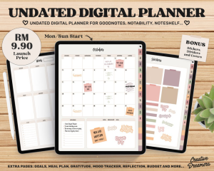 Undated Goodnotes Planner Monthly Digital Planner Goodnotes Template iPad Planner Digital Journal Pdf Goodnotes Stickers Boho Simple