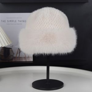CHICKETTI Warm Fluffy Fur Hat Brimless Korean Style Plush Bucket Hat Retro Windproof Plush Mongolian Hat Women