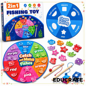 EducratePH 2-in-1 Magnetic Fishing Toy Color Matching & Shape Pairing Game