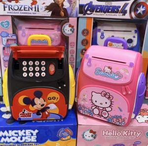 [TUTOO SHOP]พร้อมส่ง กระปุกออมสินตู้เซฟลายการ์ตูนสุดน่ารักการออกแบบกระเป๋าเป้พกพา ดูดแบงค์หยอดเหรียญได้สแกนลายนิ้วได้สามารถเป็นของขวั