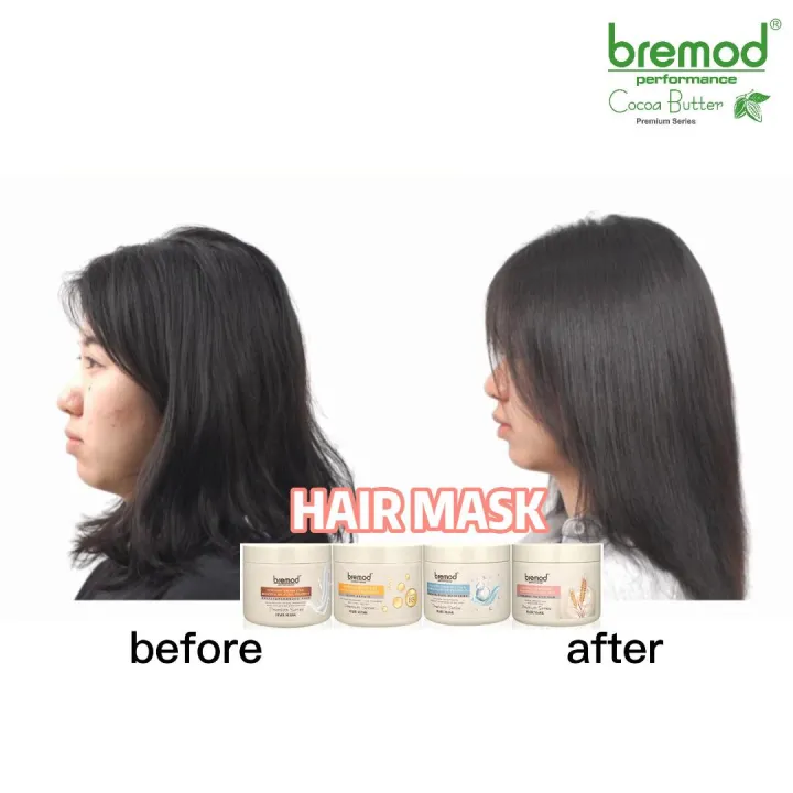 Bremod Premium Series Intensive Cocoa Butter Hair Mask Wheat Protein B5 Collagen Argan Oil Moisturize Repair Damage 500ml BR-H046/BR-H047/BR-H048/BR-H049