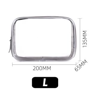 【sg】Women Clear PVC Zipper Waterproof Travel Cosmetic Bags Transparent Makeup Bag Bathroom Supplies Wash Beauty Kit Bag 4件套透明化妆包
