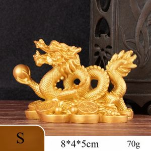 Naga Emas Fengshui  - Pembawa Hoki Dan Kemakmuran-Bahan Resin Kokoh-Dekorasi Rumah Fengshui