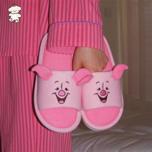 WY-XIXITIAO Home Shoes Floor Shoes Men and Women Spring Summer Couple Casual Indoor Cute Cartoon Winnie the Pooh Cotton Slippers Air-conditioned Room Sweat-absorbing