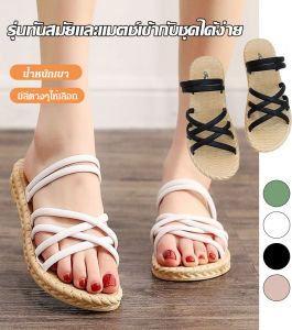 รองเท้าแตะส้นแบนชายหาดผู้หญิง ผู้ขี้เกียจต้องมีรองเท้าส้นหนาสไตล์โรมันที่สวมใส่สบาย