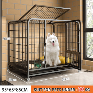 Dog Cage Big Size Stainless Steel Mobile Pet Cage with toilet Thickened All Square Tube with Dog Toilet狗笼子