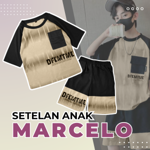 Amspro - Setelan Anak Laki-laki Baju Kaos Lengan Celana Pendek Fashion Kids Set Marcelo Trendi Kasual Terbaru