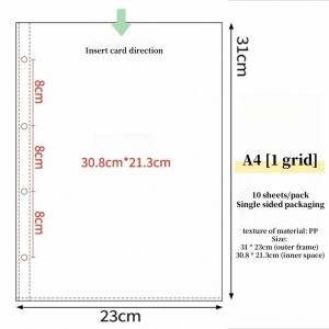 A4 Long Binder Pocket Loose Leaf File Bag with Card 11Holes Transparent Envelope Binder Pocket Set