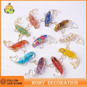 🎄【Special price】🎄Shao หินคริสตัลกรวดนำโชครูปปั้นปลา KOI เรซิ่นขนาดเล็กควอตซ์แฟนซีรูปปั้นปลาคาร์พตกแต่งบ้านของขวัญประดับโต๊ะ