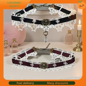 ❣️❣️❣️ Gothic Punk Steampunk Necklace Christmas Ribbon Lace Choker Collar Necklace