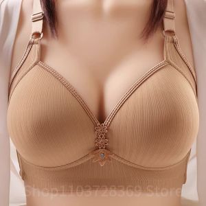 Breathable Soft Mom Style Soft Thin Cup Bralette Middle-aged Elderly Women Comfortable Gathered  Breast Support Brassiere Bra
