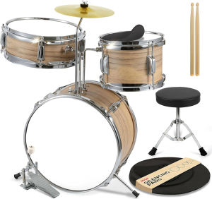 BansidMusic Kids Drum Kit 13 for Kids Beginners Drum Set 3-Piece with Adjustable Throne Cymbal Pedal & 1 Pairs of Drumsticks Junior Drum Set with Bass Tom Snare Drum