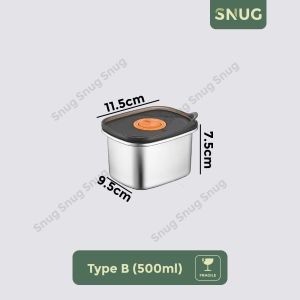 Snug 304 Stainless Steel Food Storage Container With Silicone Sealing Ring Lid Food Grade Box