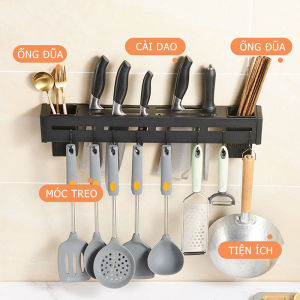 Giá Treo Đồ Nhà Bếp 50cm Giá Cài Dao Inox Gắn Tường Có Móc Cài Dao Muỗng Không Gỉ Đa Năng TIDO TI DO