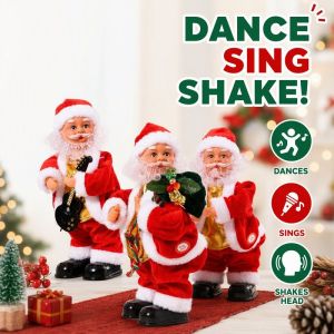 Electric Santa Claus Doll Musical Dancing Shaking Head Singing Battery Operated Christmas Decor Holiday Gift For Kids Home Office