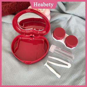 Heabety Dễ thương kẹo màu Kính áp tròng trường hợp gương đồng hành hộp du lịch dễ dàng mang theo lưu trữ