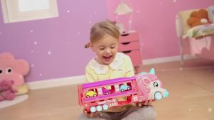 Unicorn Car Toys for 2 3 4 5 6 7 Year Old Toddler GirlsPrincess Carrier Truck with Sound & Lights2 Player Race Mode Foldable Track Pink Car ToysBirthday Gift Idea for Kids