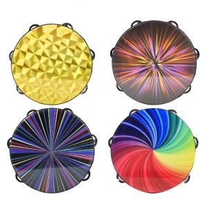 CHAMPIONBABY Double Row Hand Held Drum Rainbow Wood 8/10-Inch Childrens Drum Kids Toy Educational Tambourine Percussion