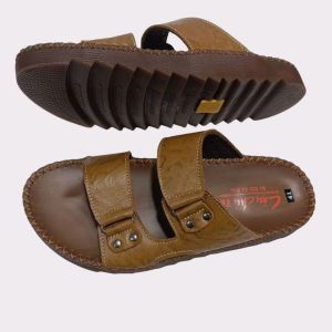 Dép da nam quai ngang cao cấp QNMS25 đế mát-xa thoáng khí ôm chân cực êm