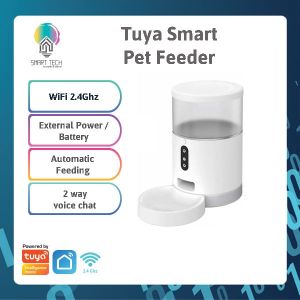 (local stock) Smart Tech Tuya Smart Pet Feeder 4L  | Dog & Cat Automatic Pet Feeder | |1YRWARRANTY | AC or Battery | Two Way Audio | Smart Schedule