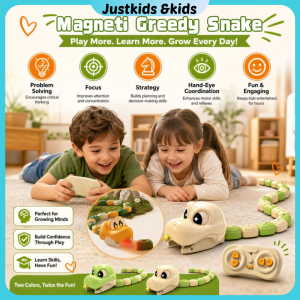 Magnetic Greedy Snake Toy with Remote Control 2-Player Interactive Electric Magnetic Eating Snake Toy Parent-Child Remote Control Car Toy Educational Gift