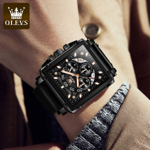OLEVS Fashion Watch Original for Men Square Leather Quartz Watch