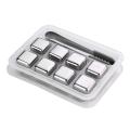 Stainless Steel Ice Cubes Reusable Ice Cubes with Tongs Stopper Quick Frozen Chilling Stone Cooler. 