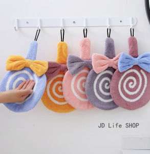 1PCS Hand Towel Cartoon Cute Lollipops style Hanging Towels Quick Drying Soft Absorbent Towels Coral Velvet Material Bathroom Accessories Washcloth For Children Towels Strong Water Absorption