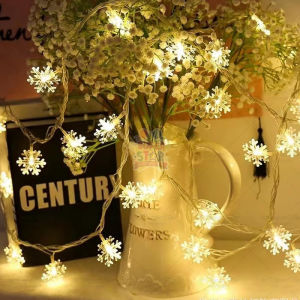 Christmas Lights Snowflake String Lights 5 Ft 10 LED Battery Operated Fairy String Lights Waterproof Led Indoor Outdoor For Birthday Christmas Wedding Party Room Decor